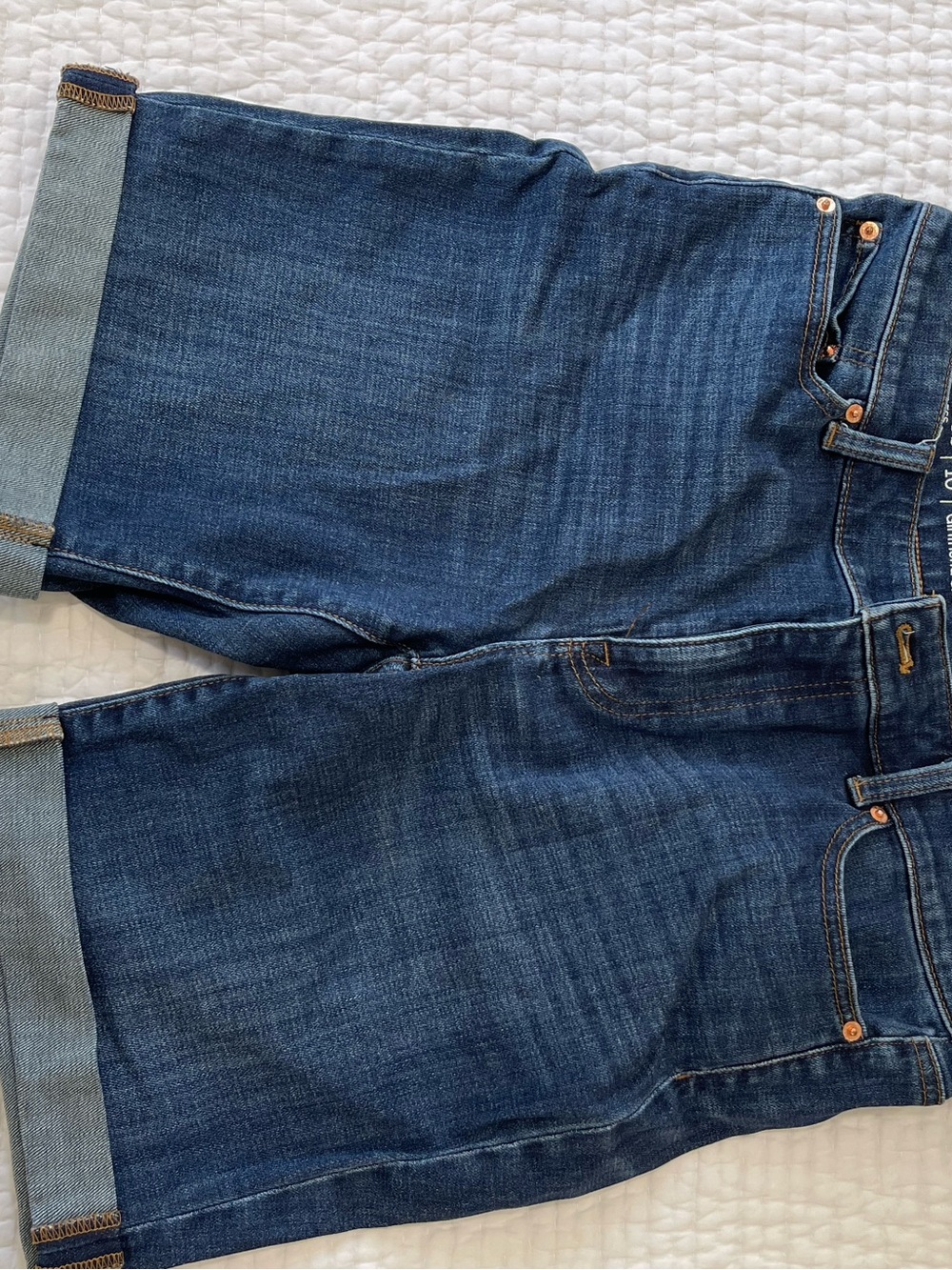 Talbots Women's Dark Blue Denim Jean Shorts with Cuffed Hem